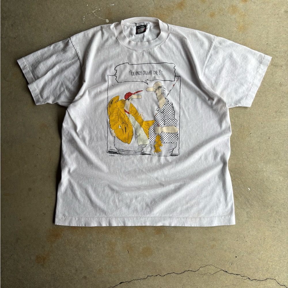 Vintage 90s Fishing Humour Boxy Graphic Tee